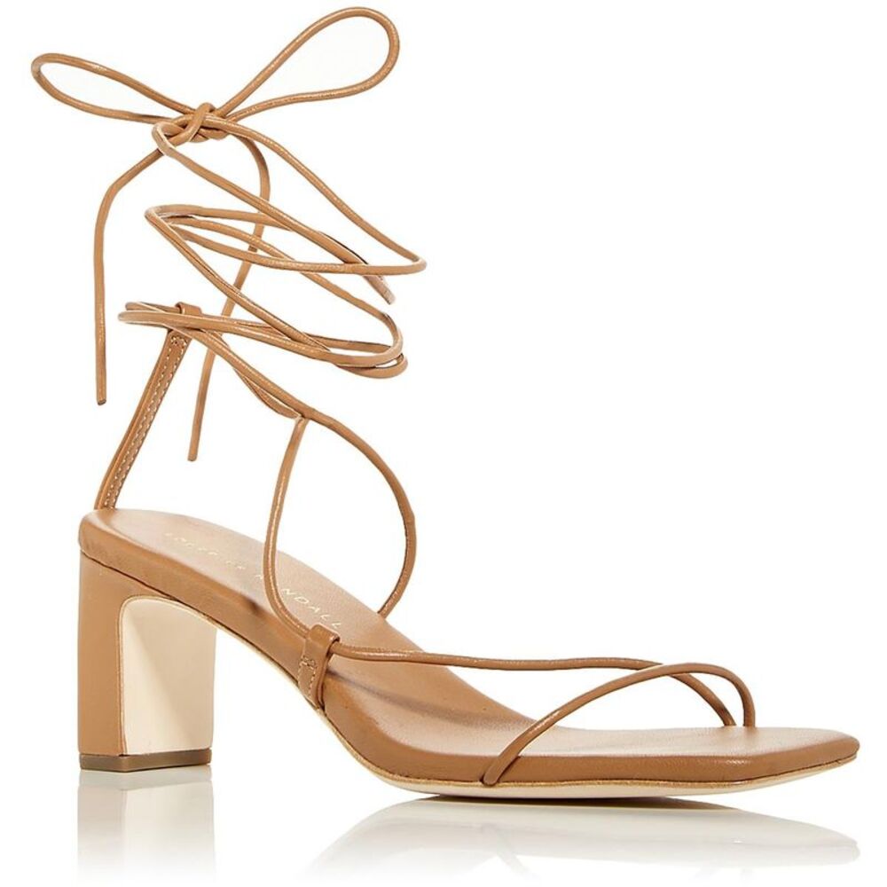 Loeffler Randall Womens Cosette-N Brown Leather Ankle Strap Heels Shoes New